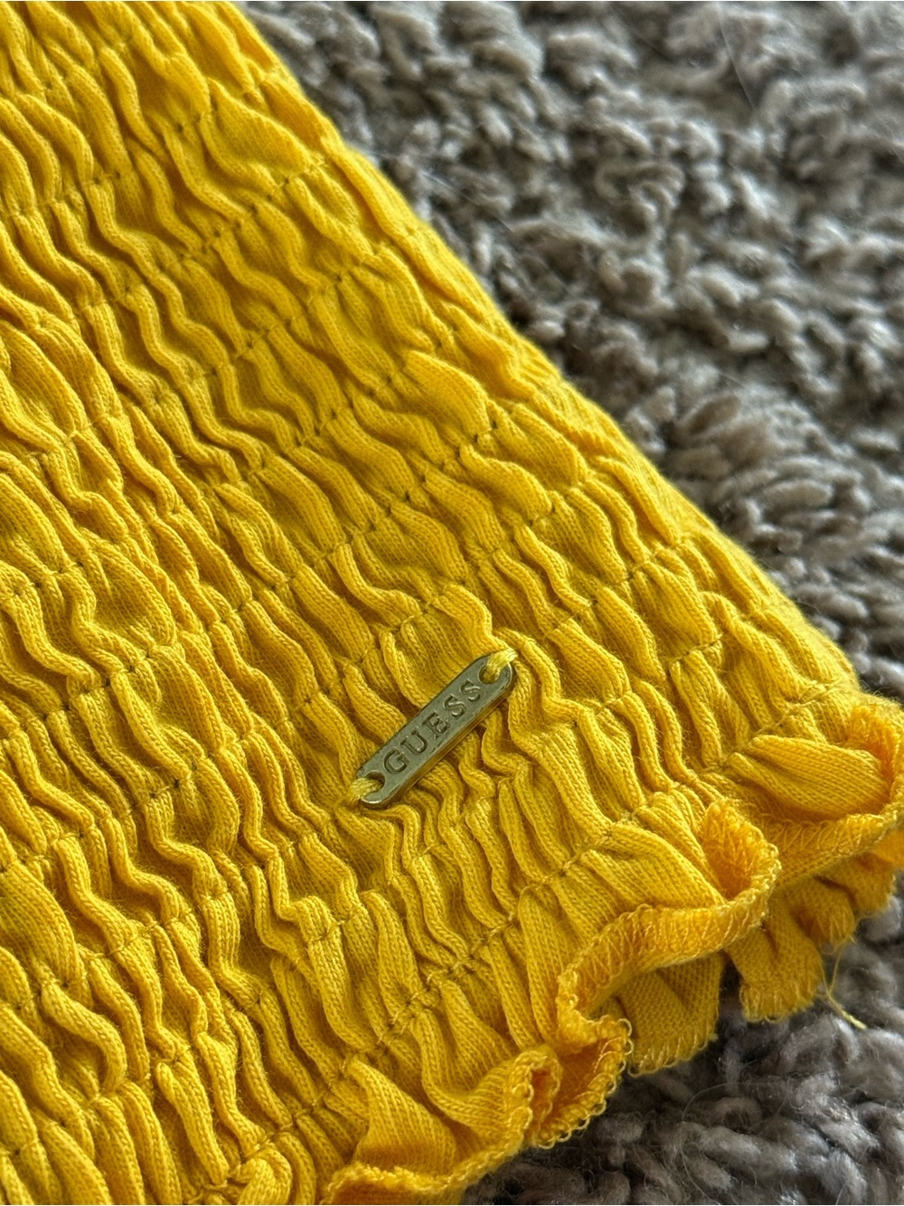 Guess Yellow Ruffle Tank Crop Top - Picture 3 of 6